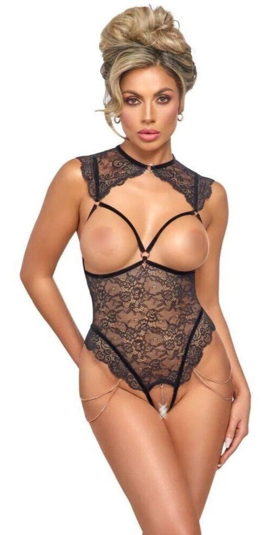 Abierta Fina - Crotchless Lace Body