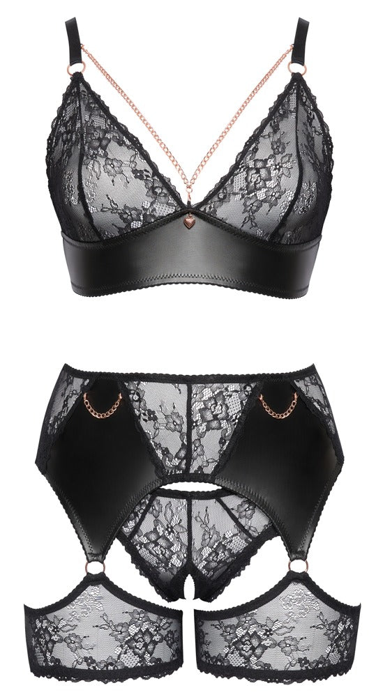 Cottelli - Wet Look & Lace Set