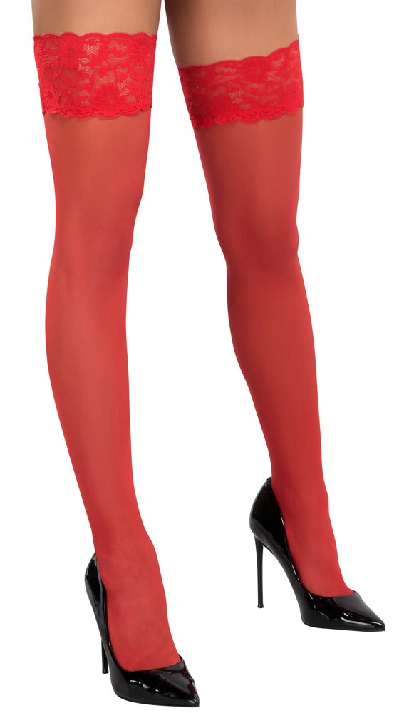 Cottelli Legwear - Luxurious Red Hold-up Stockings