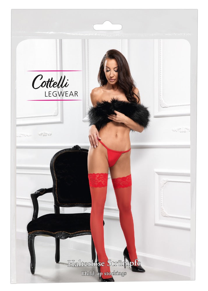 Cottelli Legwear - Luxurious Red Hold-up Stockings