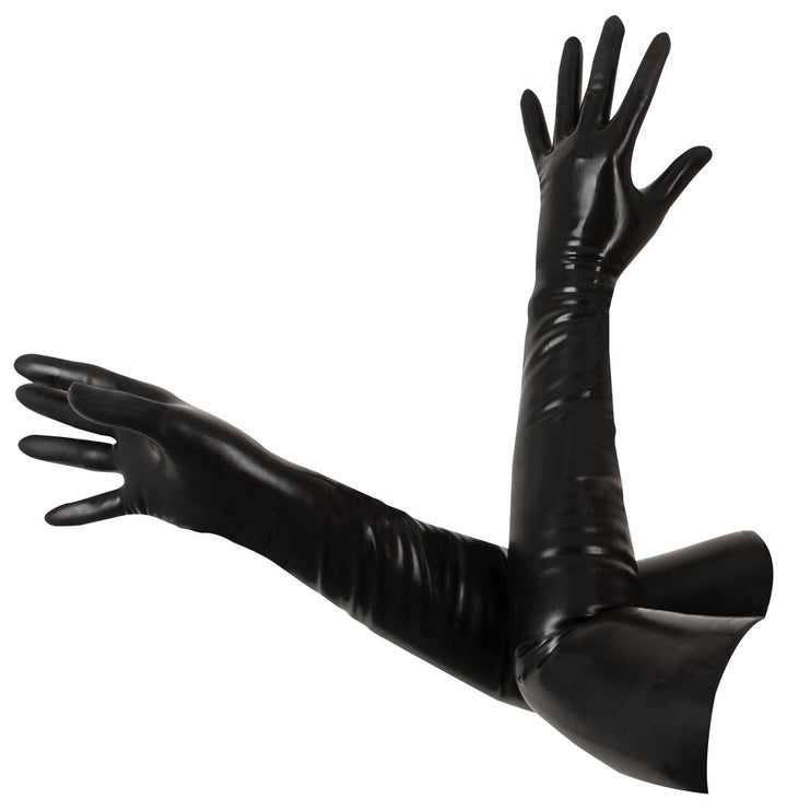 LATE X - Long Black Latex Gloves