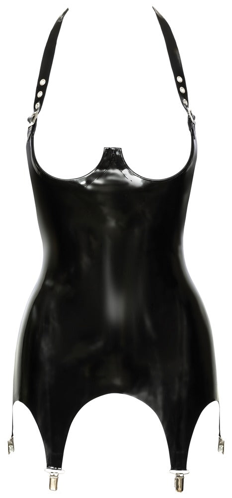 LATE X - Black Latex Bodysuit Open Cup